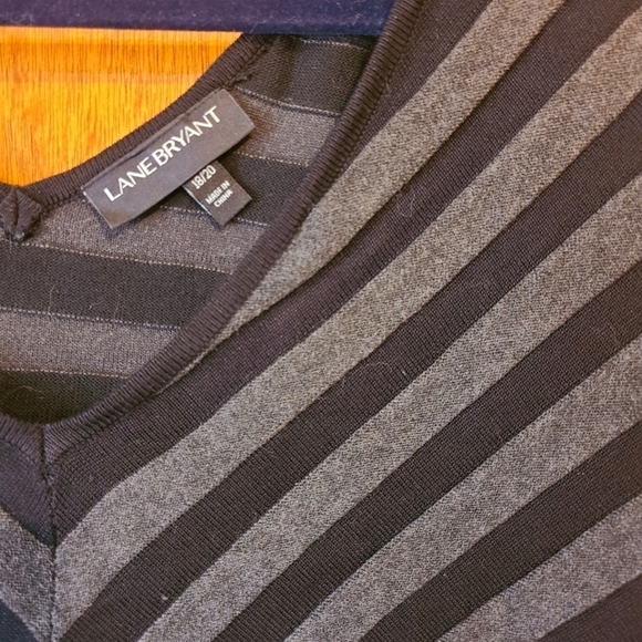 *2 for $30* LANE Bryant Black & Grey Cheveron Striped Sweater - winter fall - Picture 2 of 2